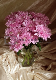 Bouquet from pink chrysanthemums