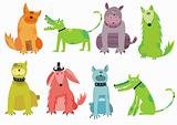 Colorful dogs set