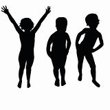 Three children silhouettes