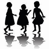 Three girls silhouettes