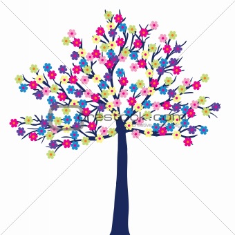 Tree with colored flowers