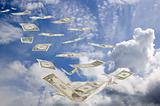 Sky, cloud and money way to success
