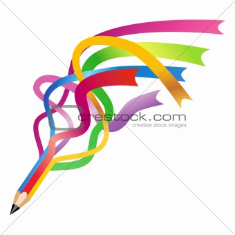colorful ribbon pencil vector