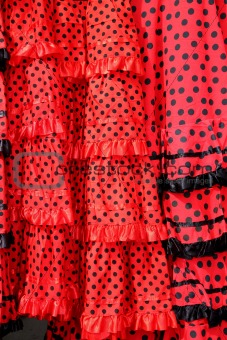 Gipsy red spots dress texture background