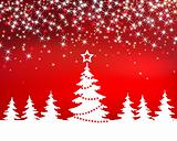 Christmas red sparkle  background with tree