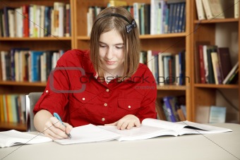 Pretty Teen In Library