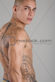 Young Muscular Tattooed Man