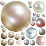 Collection of color pearls isolated on white.