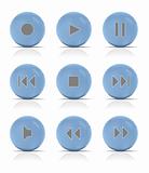 Blue button music. Vector Illustration.