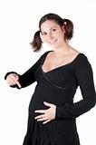 Portrait of pretty pregnant woman in black dress