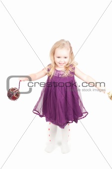 Studio shot of baby girl in gala dress