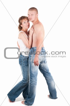 Man and woman isolated on white