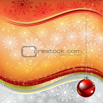 christmas greeting red ball on orange background
