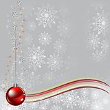 christmas greeting red ball on white background
