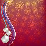 christmas greeting white balls on abstract background