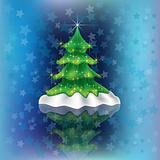 christmas tree on blue stars background