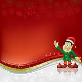 christmas greeting dwarf on red background