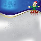 christmas greeting with dwarf on blue background