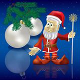 Christmas tree and Santa Claus on blue background