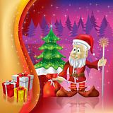christmas tree with Santa Claus on a purple background