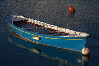 a blue boat