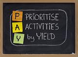prioritise activities by yield - PAY