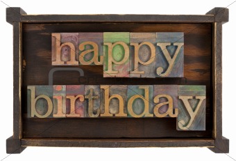 happy birthday in letterpress type