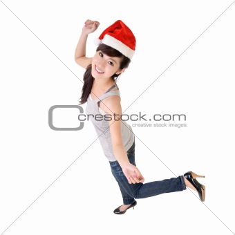 Cheerful Asian woman dancing