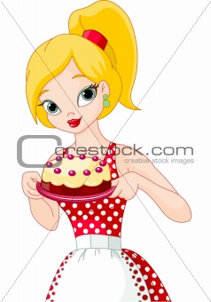 Young Woman Holding Cake