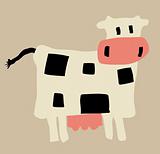 illustration of the cow on yellow background