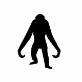 vector silhouette of the gorilla on white background