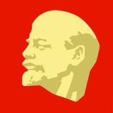 silhouette of the Lenin on red background