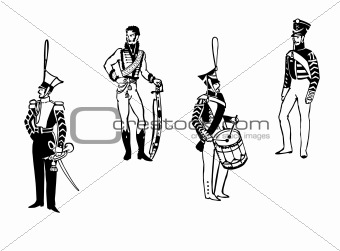 vector illustration officers to old army