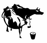 silhouette two cows on white background