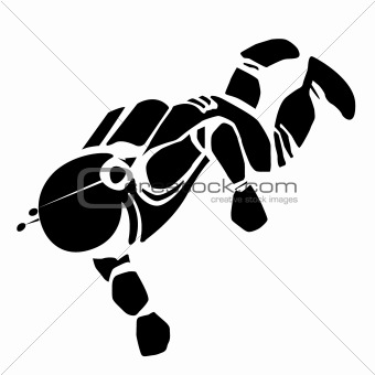 vector silhouette spaceman on black background