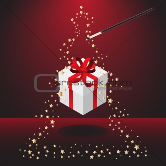 Magic wand with christmas present