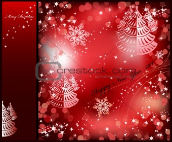 Red background with sparkles star. Vector
