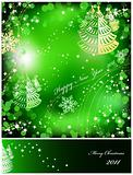 Green background with sparkles star. Vector