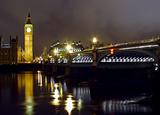 Big Ben and Westminster bridge at night
