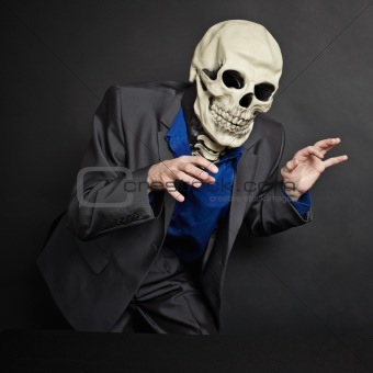 Terrifying person in skeleton mask 