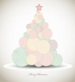 Christmas tree with swirls, xmas card. Vector