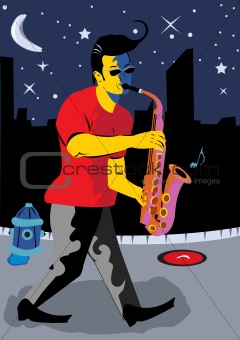 A Man Playing Sax