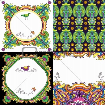 Colorful floral cards set