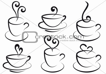 coffee and tea cups, vector
