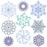 New set pastel snowflakes