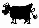 vector silhouette of the cow on white background