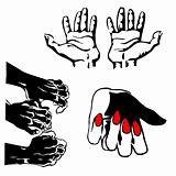 vector silhouette of the hands on white background