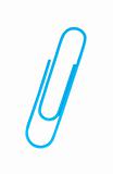 blue paper clip isolated on white background