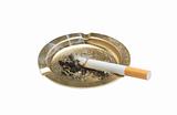 Cigarette and ashtray isolated on white background