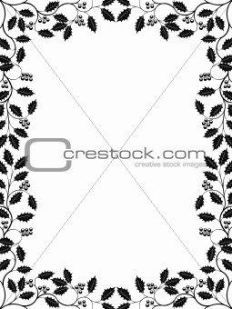 Floral frame with a holly branch. Vector illustration.